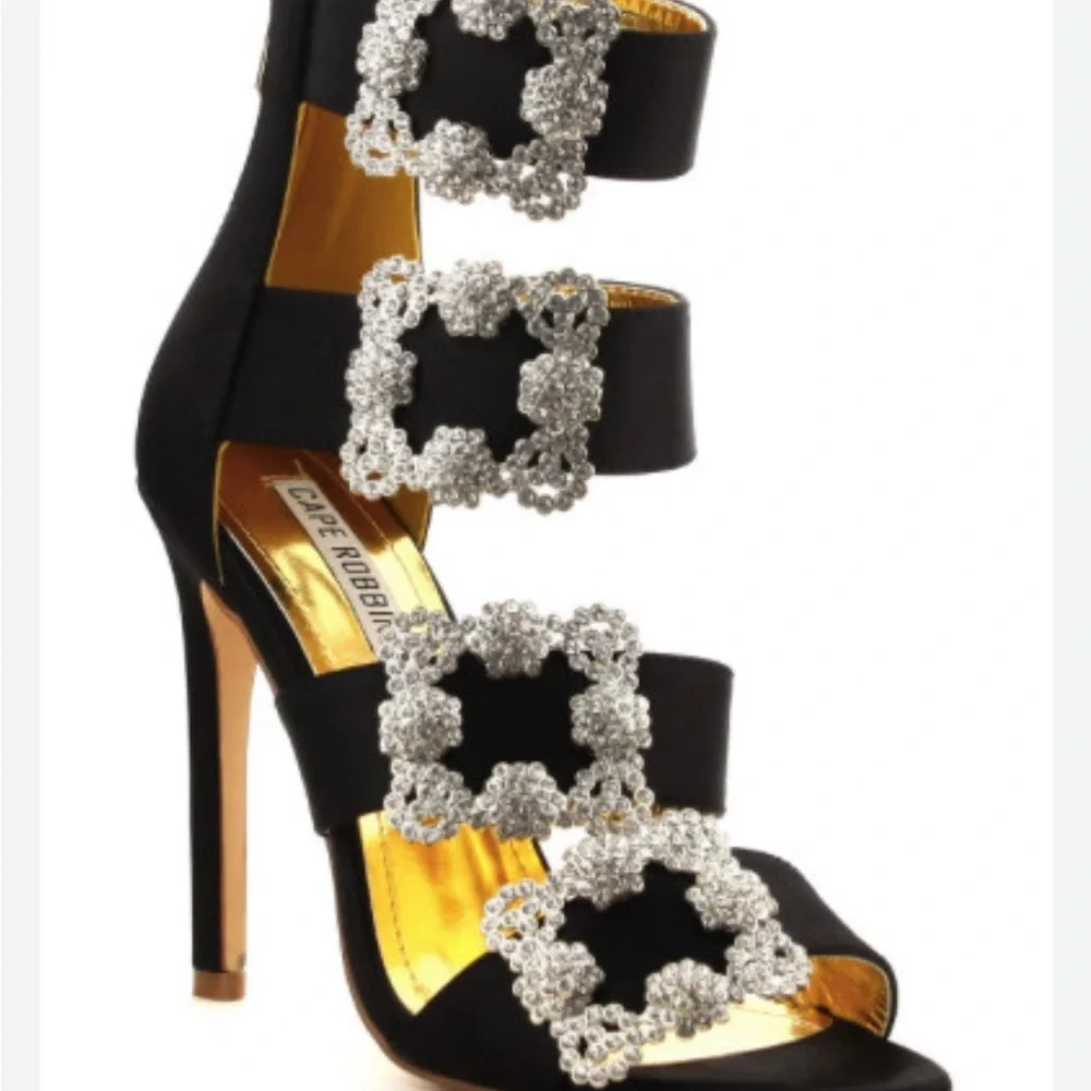 Cape Robbin - Crystal Buckle Satin Heels - Picture 1 of 3
